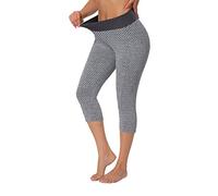KOEMCY Leggings Femme Motif Géométrique Legging de Sport Taille Haute Pantalon Capri Compression Push up Anti Cellulite Sportswear Respirant Confort Quotidien Yoga Running Fitness