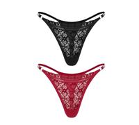KOEMCY Lot 2 Culottes Dentelle Tanga Floral Sexy Shorty Slip sans Couture Confortable Lingerie Quotidienne Respirant