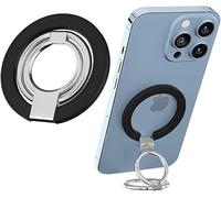 Koemcy Poignée pour Téléphone Portable en Métal Et Silicone Support Rotatif À 360 Degrés Anneau De Maintien pour Smartphone Accessoire Ergonomique Et Pratique(Black)