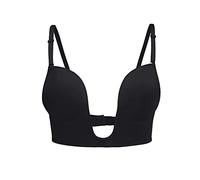 KOEMCY Soutien Gorge Dos Nu pour Femme Push Up sans Armature Brassière Sexy Profond U Soutien Gorge Dos Bas Invisible Bralette (Noir,C)