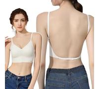 KOEMCY Soutien-Gorge Dos Nu pour Femmes Invisible Push Up Dos Ouvert à découpe Basse Convertible en Bra Dos Nu Multiway Halter (Blanc/S)