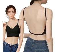 KOEMCY Soutien-Gorge Dos Nu pour Femmes Invisible Push Up Dos Ouvert à découpe Basse Convertible en Bra Dos Nu Multiway Halter (Noir/L)