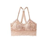KOEMCY Soutien Gorge pour Femme Sexy Dentelle sans Armature Push up Brassière sans Couture Soutien Gorge Bretelles Réglables Crop Top (Beige,L)