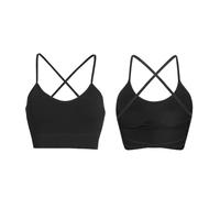 KOEMCY Soutiens Gorge de Sport Femme Rembourré Brassière Stretch Confortable avec Bretelles Spaghetti et Dos Croisé Respirant avec Coques Amovibles pour Yoga et Fitness (Noir/M)