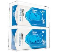 KOEMEHR Distributeur de boîte à gants mural en acrylique (pour 2 boîtes) pour médical, latex, caoutchouc, nitrile, examen, boîtes à gants jetables, porte-sacs en plastique transparent