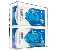 KOEMEHR Distributeur mural de boîtes de gants en acrylique transparent - Support double chargement latéral pour gants jetables (latex, nitrile), fixation murale, BOX SEULEMENT