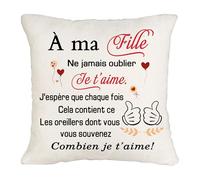 Koemore ''À ma Fille N' Jamais Oublier Cela, Je t'aime '' Housse de Coussin Décorative pour Cadeau d'anniversaire de Fille 45 x 45 cm