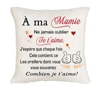 Koemore ''À ma Mamie N' Jamais Oublier Cela, Je t'aime '' Housse de Coussin Décoratif 45x45 cm Femmes de Noël Offert par Sa Fille à Sa Mamie Cadeau d'anniversaire