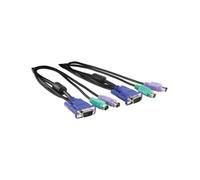 König CMP-KVMCAB15 Câble KVM Combiné VGA + 2x PS/2 Mâle/Mâle 3m (Bleu, Vert, Violet, Noir) Connecteurs VGA et PS/2
