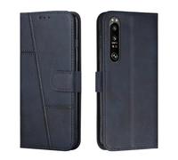 König Design Étui de protection à rabat, fonction support, à rabat, pour Sony Xperia 1 III, bleu
