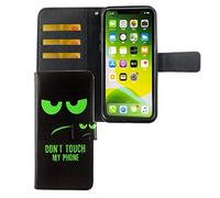 König Design Étui de protection pour téléphone portable Apple iPhone 11 Pro Max, en cuir synthétique, avec compartiments pour cartes, fonction support, à rabat, vert - Dont Touch My Phone