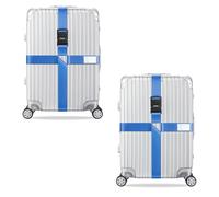 König Design Lot de 2 sangles de valise - Cadenas à combinaison - Réglable - Avec étiquette nominative - Sangle de valise pour voyage en avion - Accessoires, bleu, Sangle de valise