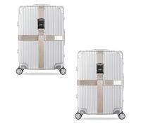 König Design Lot de 2 sangles de valise - Cadenas à combinaison - Réglable - Avec étiquette nominative - Sangle de valise pour voyage en avion - Accessoires, beige, Sangle de valise