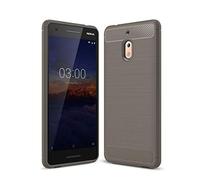 König Design Nokia 2.1 Pare-Chocs en Silicone TPU Case Cover | Automne Cas sécurisé Back-Couverture Téléphone en Gris | en Regard de Carbone