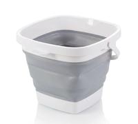 König Design Seau pliable, peu encombrant et robuste, sans BPA, poignée ergonomique, pour la maison, l'extérieur, gris, 10 l