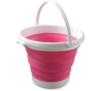 König Design Seau pliable rond, peu encombrant et robuste, sans BPA, poignée ergonomique, pour la maison, l'extérieur (rose, 5 l)