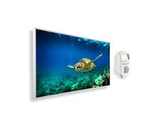 Könighaus Chauffage d’appoint infrarouge avec photo - 1000 W + Smart Thermostat connecté & appli Könighaus - Chauffage mural infrarouge économe avec motif - Cadre blanc (13. Tortue marine)