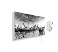 Könighaus Chauffage d’appoint infrarouge avec photo - 1200 W + Smart Thermostat connecté & appli Könighaus - Chauffage mural infrarouge économe avec motif - Cadre blanc (10. Vue de Venise)