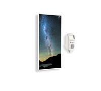 Könighaus Chauffage d’appoint infrarouge avec photo - 1200 W + Smart Thermostat connecté & appli Könighaus - Chauffage mural infrarouge économe avec motif - Cadre blanc (17. Ciel étoilé 1)