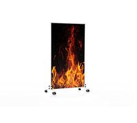 Könighaus Chauffage d’appoint infrarouge avec photo sur pied - 800 W - économe en énergie = chauffe en 2 min - pieds & thermostat - chauffage mobile sur pied - Avec beau motif : Flammes