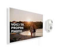 Könighaus Chauffage d’appoint infrarouge avec votre photo, TÜV & 5 ans de garantie - Made in Germany (Chargez votre motif et rendez la pièce unique) (600W - cadre blanc) - Thermostat inclus