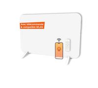 Könighaus Chauffage infrarouge dual intelligent 450 W avec contrôle Wi-Fi via application et télécommande, comprenant des pieds porte-serviettes et le matériel de fixation. Couleur : Blanc