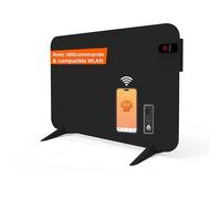 Könighaus Chauffage infrarouge dual intelligent 450 W avec contrôle Wi-Fi via application et télécommande, comprenant des pieds porte-serviettes et le matériel de fixation. Couleur : Noir