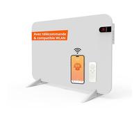 Könighaus Chauffage infrarouge dual intelligent 450 W avec contrôle Wi-Fi via application et télécommande, comprenant des pieds porte-serviettes et le matériel de fixation. Couleur : Blanc