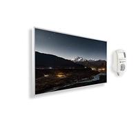 Könighaus Panorama 1200 Watt - Smart Thermostat - 18-29 m² | App, cadre blanc, motif : 02. Vallée de montagne et ciel étoilé, TÜV SÜD, chauffage mural infrarouge