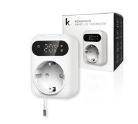Könighaus Thermostat Prise Smart LED 16 A - WLAN et Commande App | Pour chauffage et refroidissement, programme hebdomadaire, minuterie, antigel, sonde incluse, compatible Alexa et Tuya