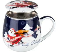 Könitz Merry Christmas Weihnachtsmann Mug, tasse, tasse à thé, avec passoire et couvercle, porcelaine, 420 ml, 11 5 143 0810
