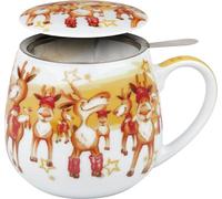 Könitz Merry Christmas Weihnachtsparty Mug, tasse, tasse à thé, avec passoire et couvercle, porcelaine, 420 ml, 11 5 143 0811