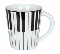 Könitz Piano Becher, Kaffeebecher, Kaffeetasse, Kaffee Tasse, Teetasse, Porzellan, Weiß / Schwarz, 380 ml, 11 1 134 2302