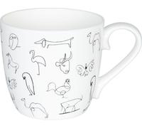 Könitz Picasso Animaux Becher, Kaffeebecher, Kaffeetasse, Kaffee Tasse, Teetasse, Porzellan, Weiß / Schwarz, 425 ml, 11 2 057 0104