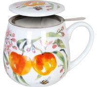 Könitz Tea For You Becher Fruity Tea Peach - Victoria Lowe, Teebecher, mit Sieb und Deckel, Porzellan, 420 ml, 11 5 143 2606