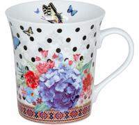Könitz Viva la Vida Dots Becher, Tasse, Kaffeetasse, Porzellan, Bunte Blumen, 410 ml, 11 1 100 2325
