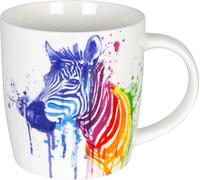 Könitz Watercoloured Animals Zebra Becher, Kaffeebecher, Kaffeetasse, Kaffee Tasse, Teetasse, Porzellan, Bunt, 350 ml, 11 7 275 2292