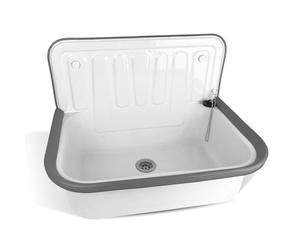 kör4u Bec verseur blanc 50 cm en acier robuste pour cave, buanderie, jardin, évier, évier avec bouchon de vidange