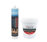 kör4u Colle réfractaire beige + mortier réfractaire Fermit 1 kg, colle pour composants ignifuges, parfaite pour la réparation des briques réfractaires endommagées (colle réfractaire kör4u + mortier