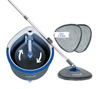 kör4u Kit de serpillère avec système à deux chambres pour séparer l'eau sale et l'eau fraîche, avec 2 serpillères en microfibre, idéal pour le carrelage, les sols durs et les sols stratifiés