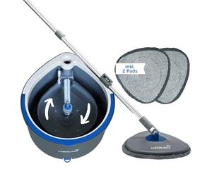 kör4u Kit de serpillère avec système à deux chambres pour séparer l'eau sale et l'eau fraîche, avec 2 serpillères en microfibre, idéal pour le carrelage, les sols durs et les sols stratifiés