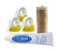 kör4u Kit d'étanchéité sanitaire 5 pièces, kit professionnel, 1 pâte d'étanchéité Neo Fermit 1 distributeur de lin 40 g, 3 bandes d'étanchéité filetées PFTE