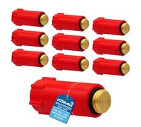 kör4u Lot de 10 bouchons de construction, 1/2", rouges, en plastique avec insert fileté en métal, bouchons de contrôle, bouchons de pression
