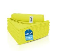 kör4u Lot de 200 chiffons en microfibre - Jaune - 40 x 40 cm - 300 g/m² - Pour cuisine, salle de bain, entretien de voiture, chiffons de nettoyage, chiffons de polissage, absorbants, lavables à 60 °C