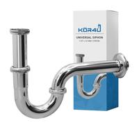 kör4u Siphon Universel pour lavabo - avec Joints - Siphon Tubulaire - Bonde de vidage - Chromé - 1 1/4" x 32 mm