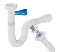 kör4u Tuyau de vidange flexible - 1 1/4" × 32/40 A750 - Réglable - 390-830 mm - Écrou en plastique polypropylène