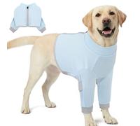 KOESON Combinaison de convalescence pour chien avec protège-coude, manchon souple pour éviter de lécher après une chirurgie, chemise de récupération à manches longues avec fermeture éclair pour grands