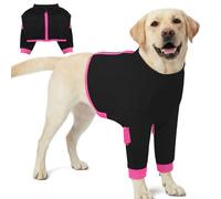 KOESON Combinaison de convalescence pour chien avec protège-coude, manchon souple pour éviter de lécher après une chirurgie, chemise de récupération à manches longues avec fermeture éclair pour grands