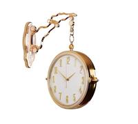 KOESRXNQW Horloge Murale de Luxe Design Moderne Deux côtés Montres murales décor à la Maison Europe du Nord horloges créatives Cadre doré Double Face PréCises Et Silencieuses(D(Imported Movement))