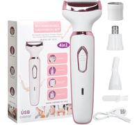 Koeutoze Épilateur Électrique Femme, 4-en-1 Sans Fil Avec Technologie Wet & Dry, Bikini Styler, Accessoire Massage, Tête de Rasoir, Tondeuse à Cheveux Rechargeable